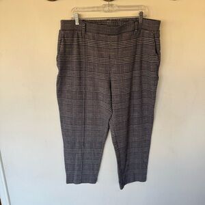 Lands end plaid knit high rise pull on taper ankle pants size XL